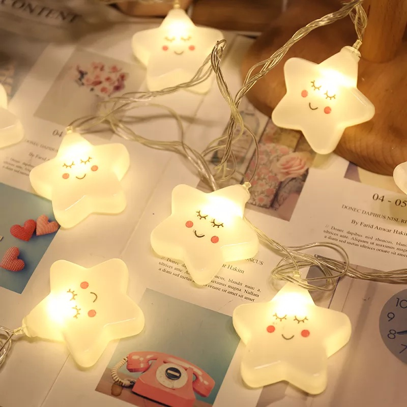 (2.8m) 20 LED's Deko Lichterkette Sternen Beleuchtung (Batteriebetrieben) - Warmweiss