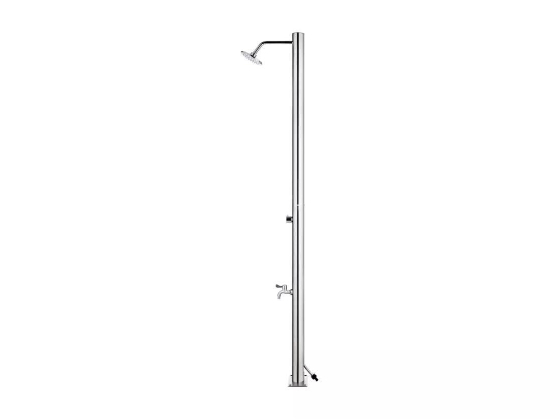 Prolenta Premium - Douche de jardin avec base gris 220 cm Acier inoxydable
