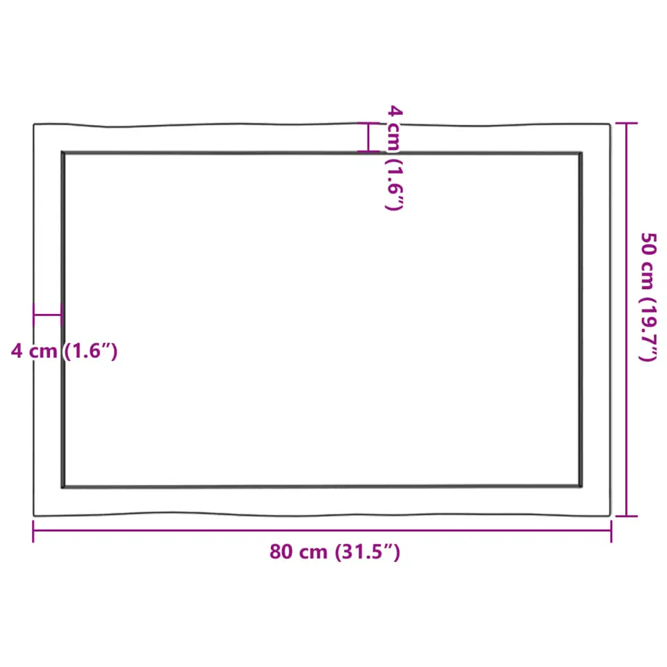 vidaXL - Tafelblad - Bruin - Eikenhout - 80 x 50 x 4 cm