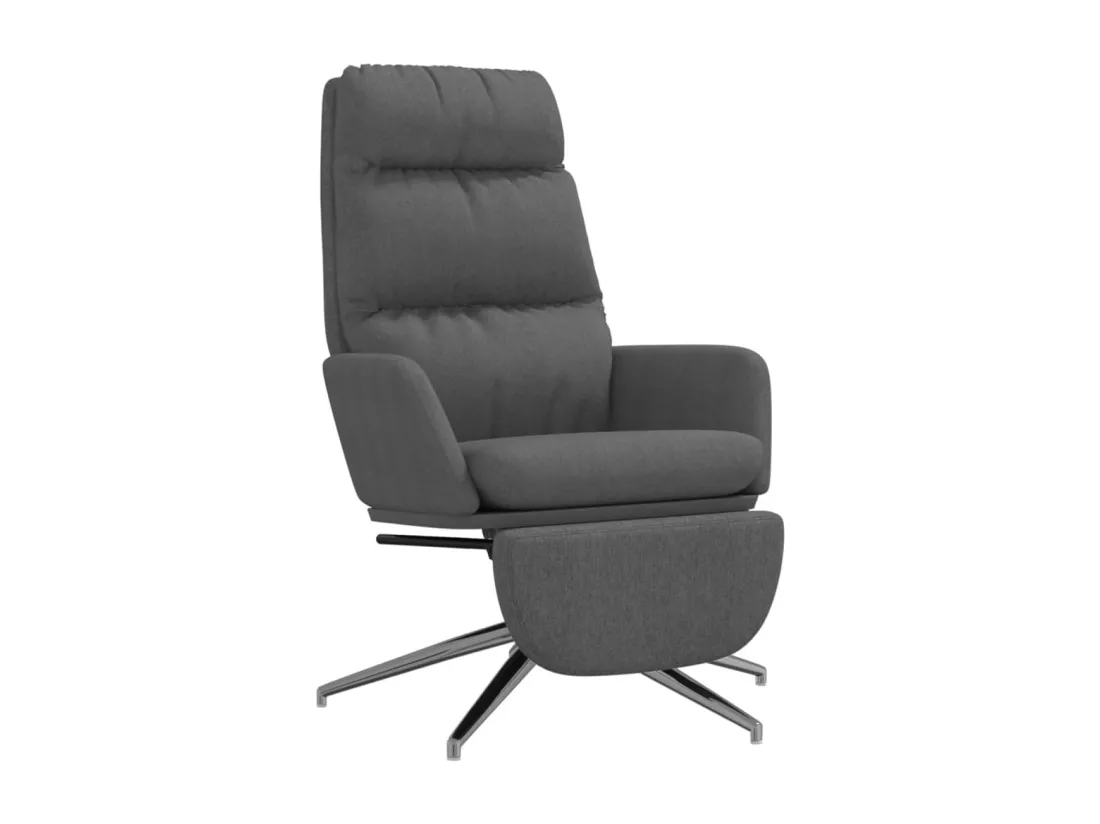 Chaise de relaxation avec repose-pied Gris foncé Tissu