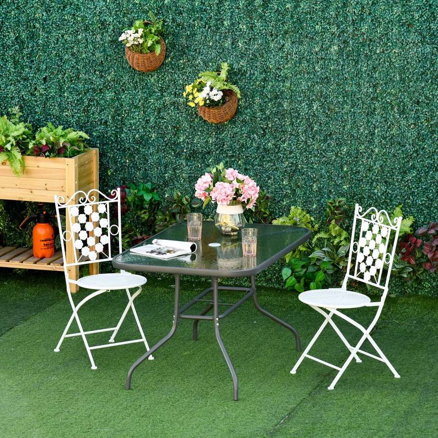 Outsunny Gartentisch mit Schirmloch grau