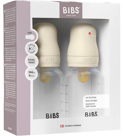 BIBS Babyflasche - 2er-Pack - 150 ml - PP/Naturgummi - Ivory
