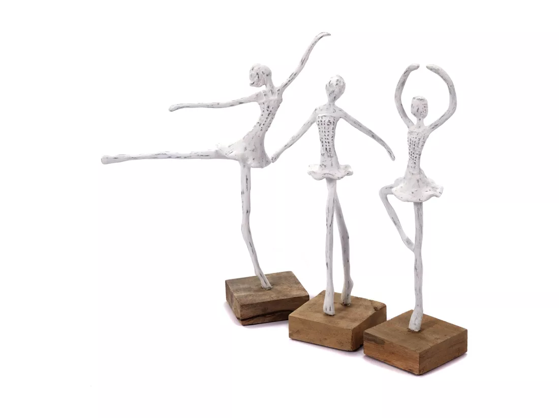 SCULPTURE BALLERINE III Bois de mangue blanc-nature