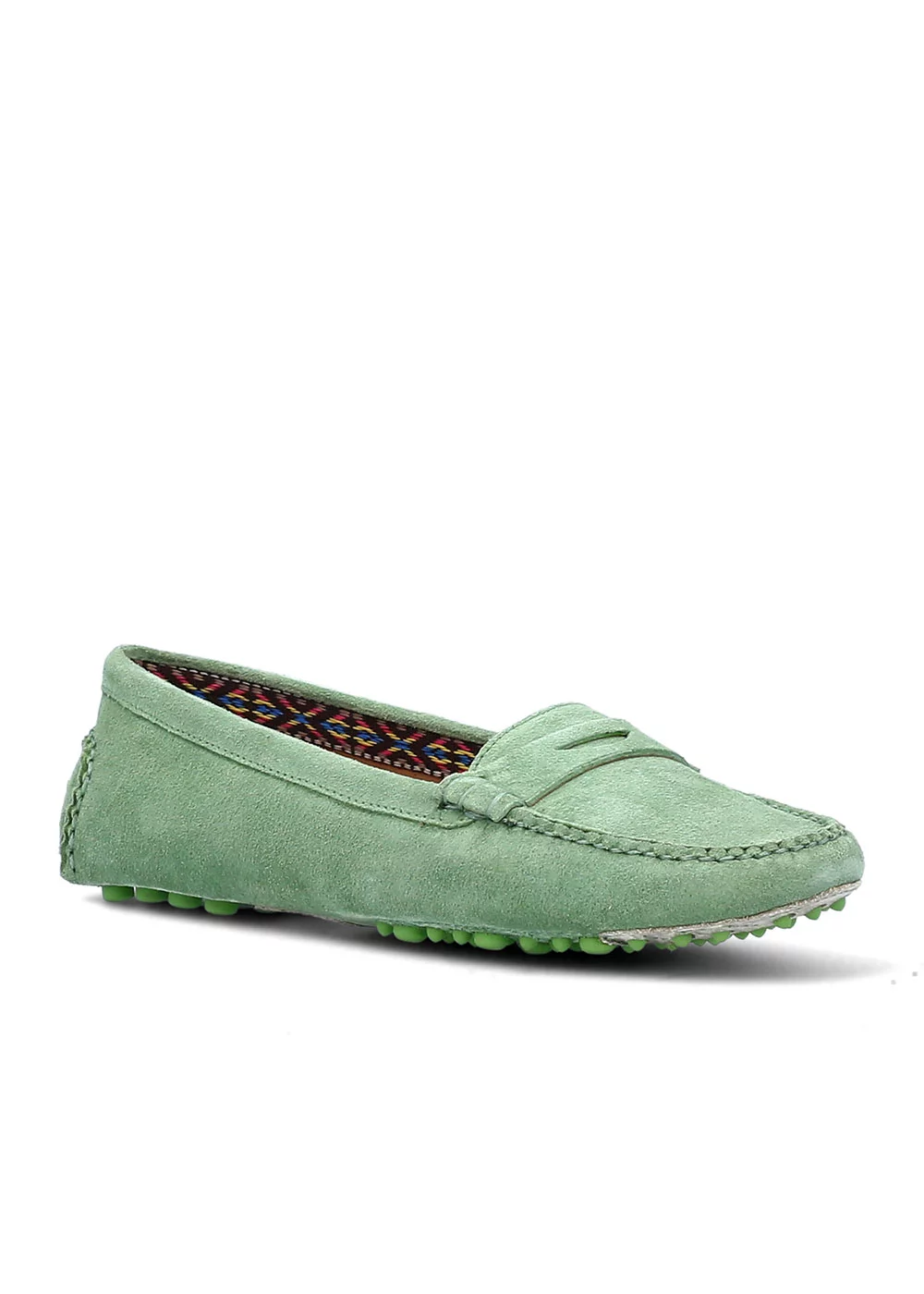 MOCASSIN ROUND DRIVER VELOURS KIWI