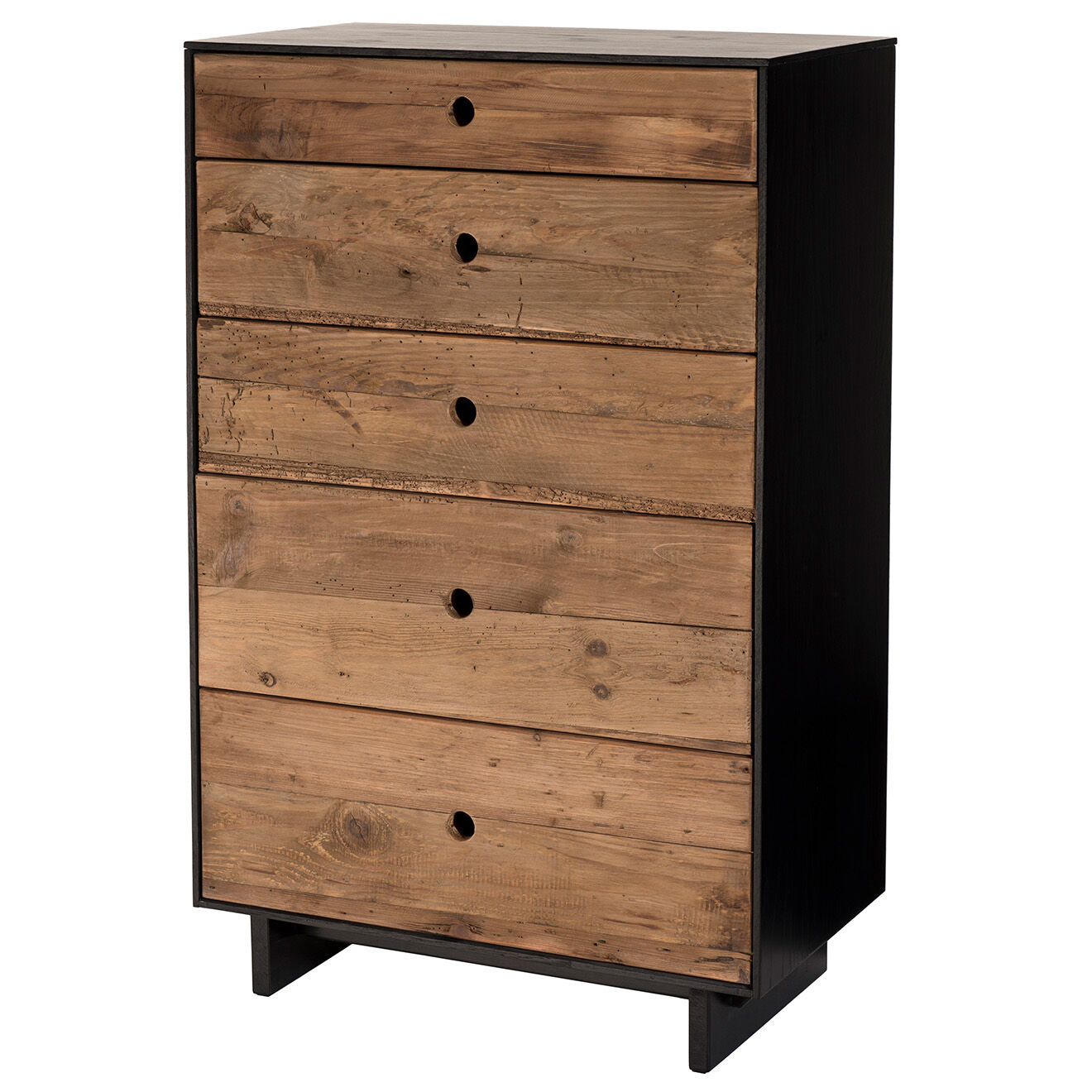 Macabane Meuble chiffonnier 5 tiroirs Sixtine bois naturel  - 70x40x110 cm