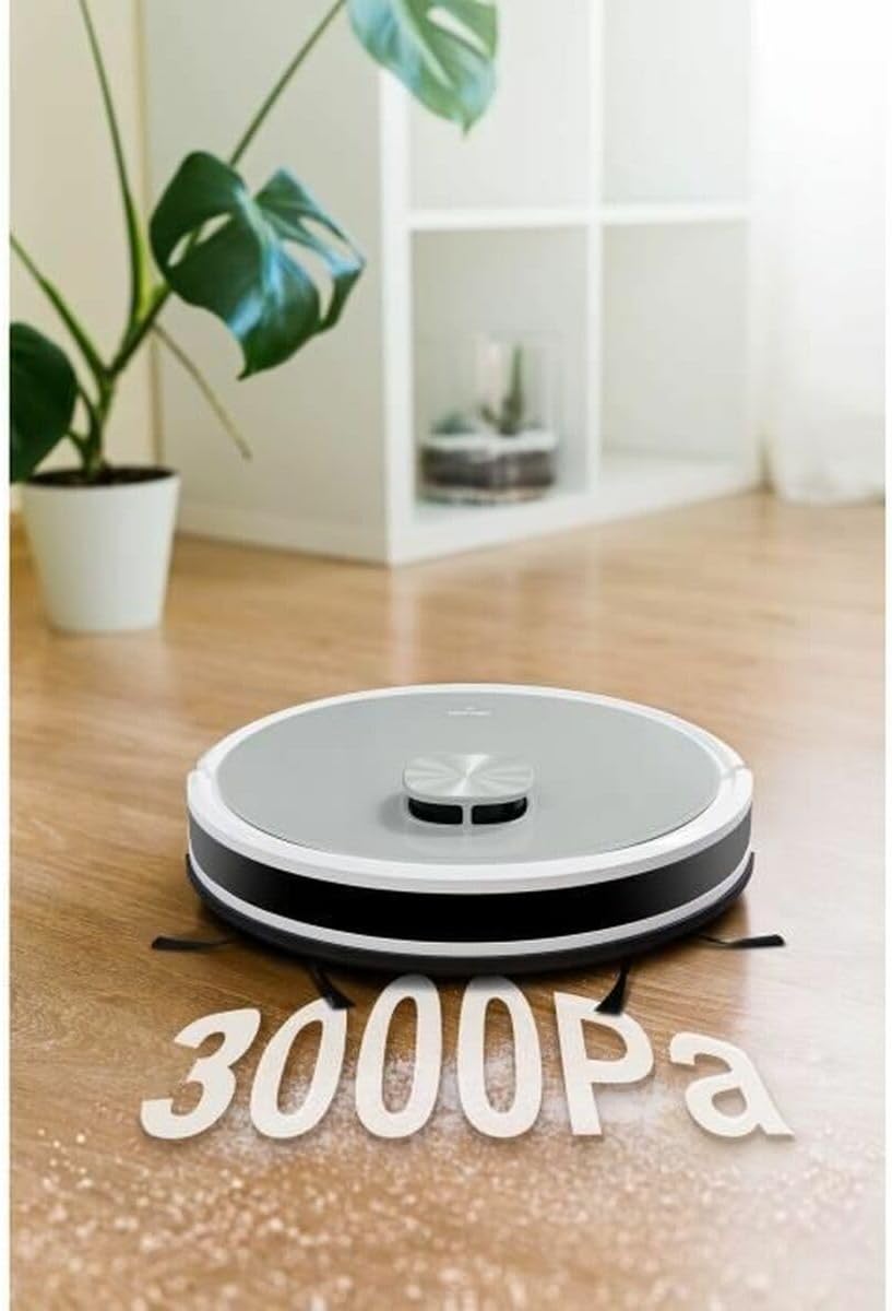 MEDION Saugroboter mit Absaugstation und Wischfunktion X21 SW (Lasernavigation, Starke 3000Pa Saugkraft, 2in1 Roboterstaubsauger, präzise Kartenerstellung, Go & No Go Bereiche, mehrere Etagen)