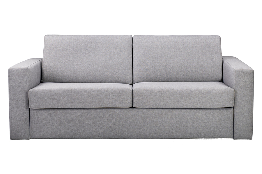 Elbeko 2-seter sovesofa I tekstil Inari 1438-72 Light Grey med arm A og sorte ben. Madrass med bonellfjærer.
