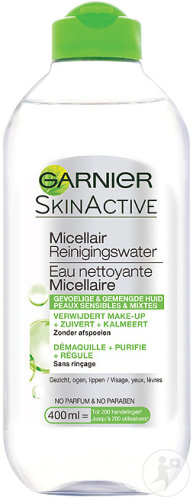 Garnier SkinActive Eau Nettoyante Micellaire Sans Rinçage Peaux Mixtes Et Sensibles Flacon 400ml