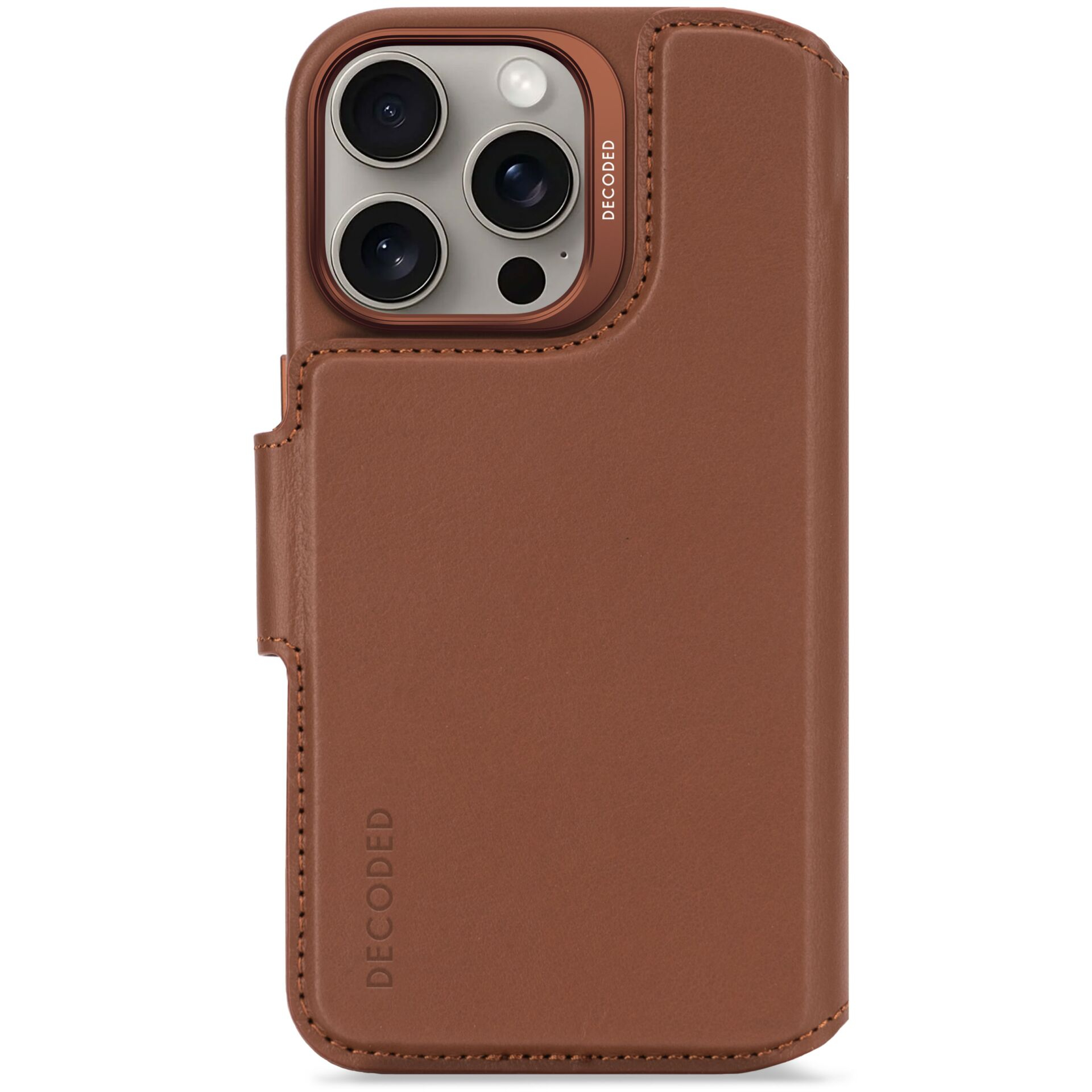 2in1 iPhone 16 Pro MagSafe Echtleder Magnet Wallet Case Tasche Flip Cover (D25IPO16PDW5TN) - Braun