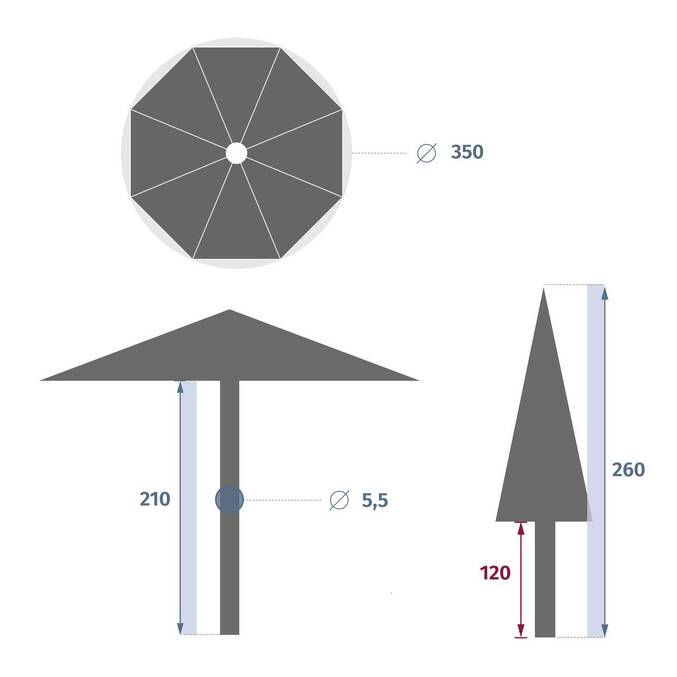Parasol droit rond MALUVIA Blanc