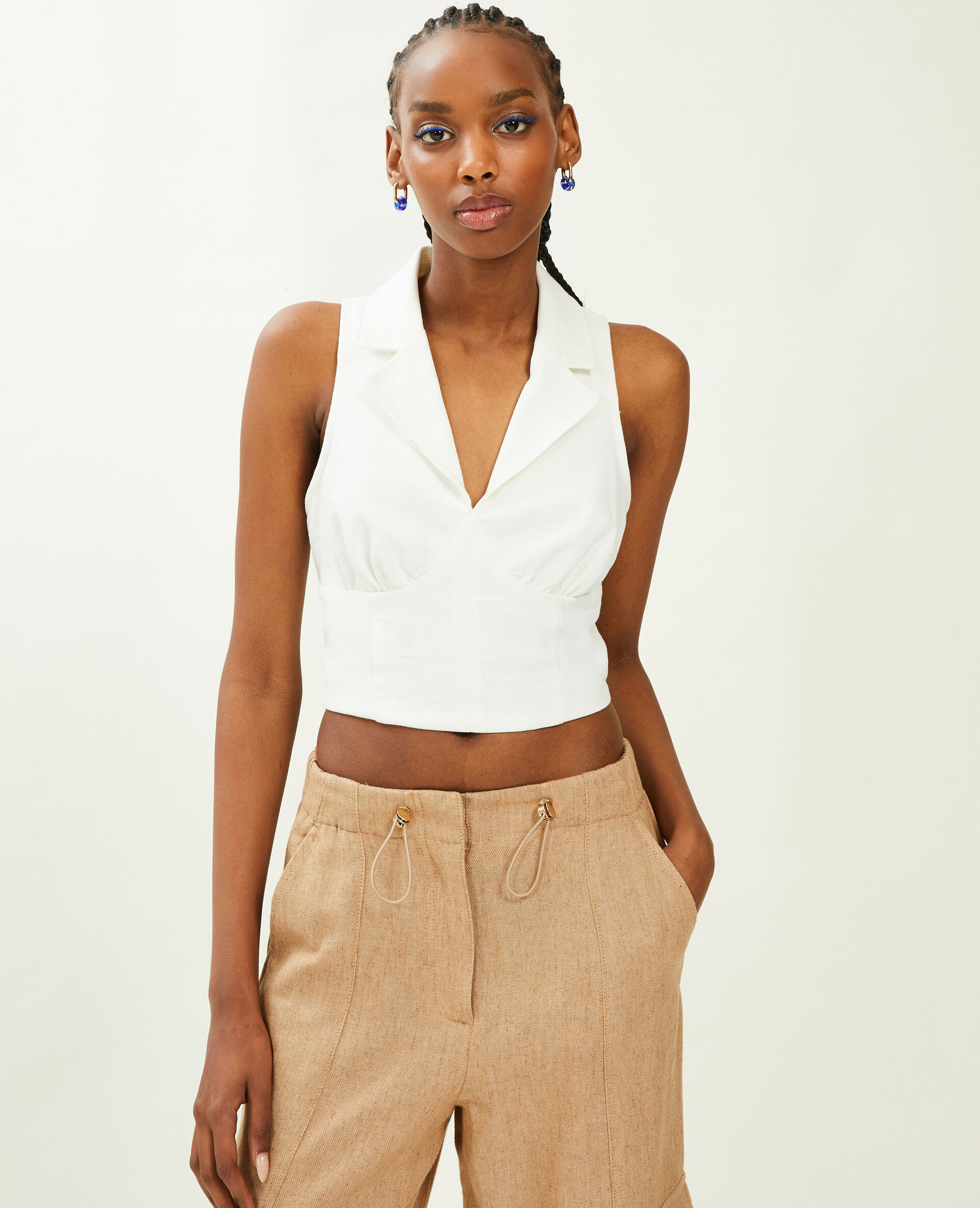Top façon gilet de barman - Blanc