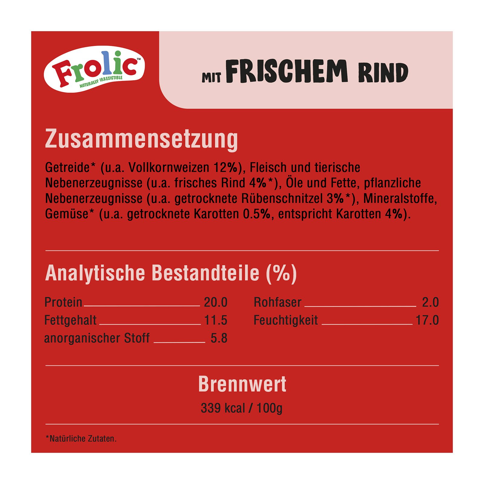 Frolic mit Frischem Rind, Karotten und Getreide