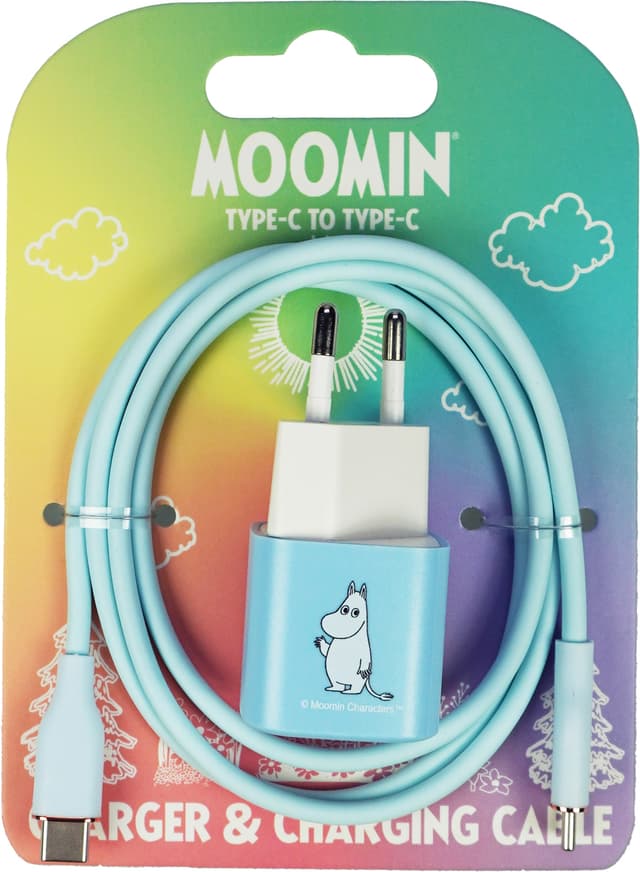 Moomin 20W USB-C til USB-C vægoplader 1m (blå)