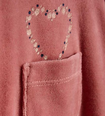 Fixoni Strampler m. Body l/ä - Velours - Verdorrt Rose