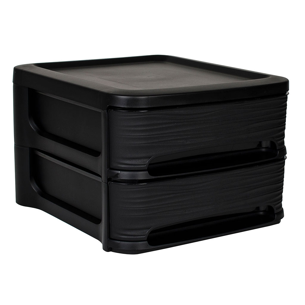 Tour de rangement STONE 2 tiroirs noir