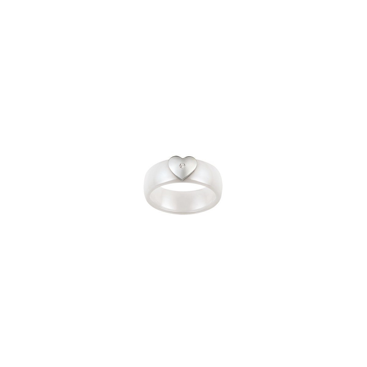 Bague en Acier 316L et céramique - blanc brillant