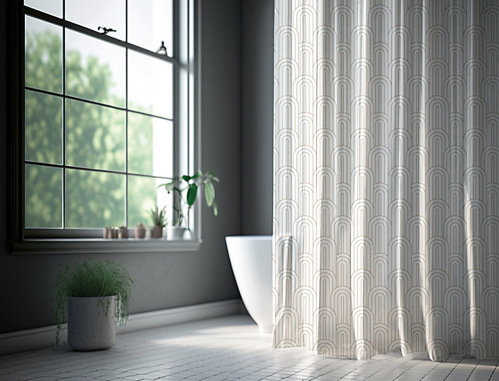 Rideau de douche 180x200 cm, beige, Retro