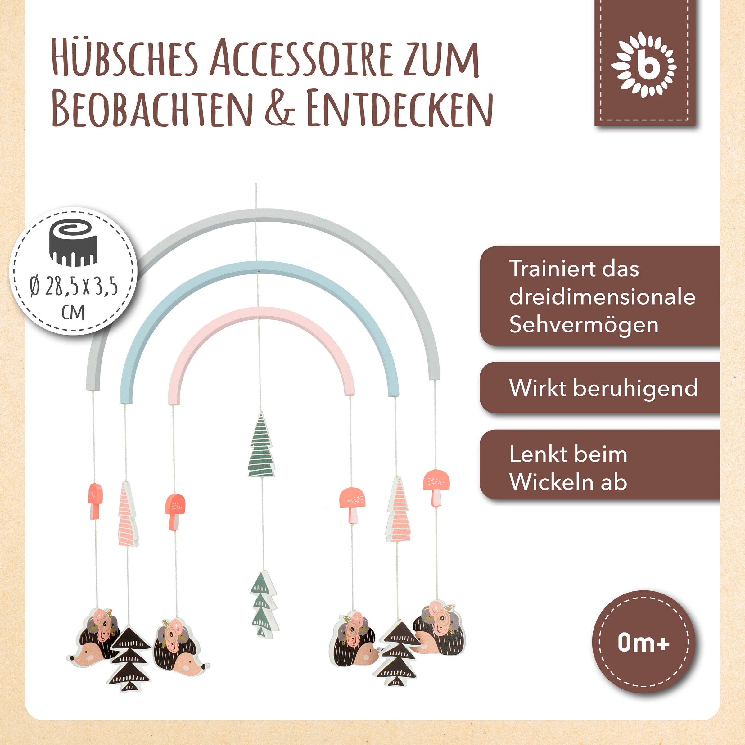 Bieco Mobile Holz Igel - ab Geburt Mehrfarbig