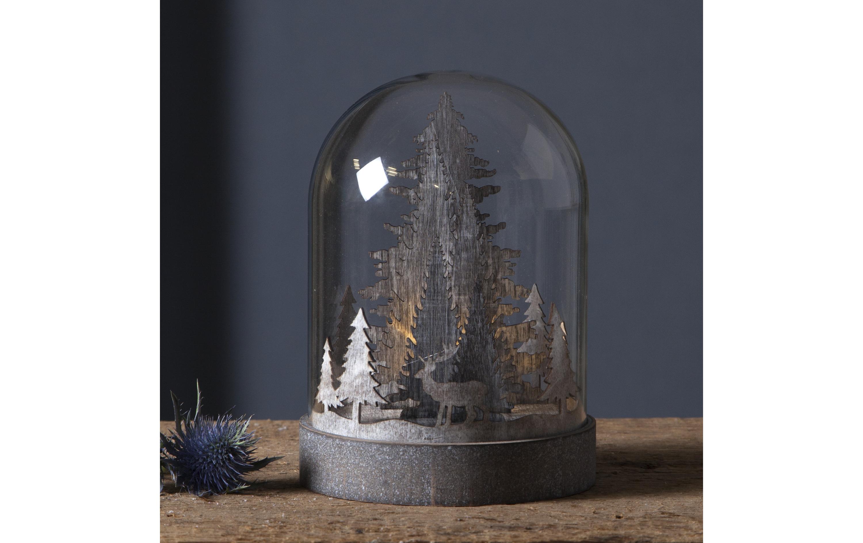 Schneekugel Kupol Winterwald, 17.5 cm, BraunWeihnachtsdekoration mit LED Licht