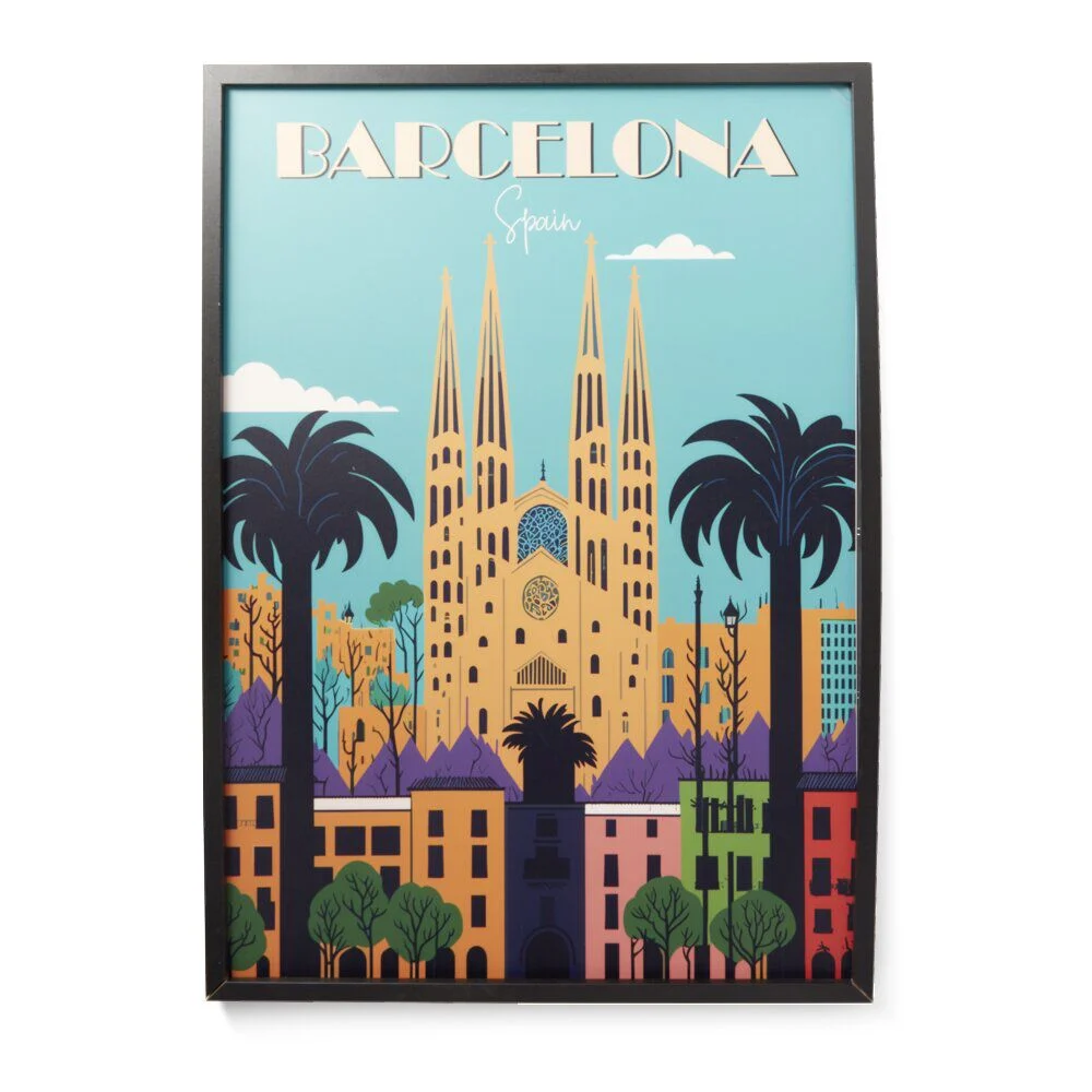 Cadre en bois affiche Barcelona 50x70cm