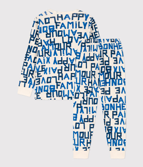 Pyjama imprimé mots bleus en coton enfant