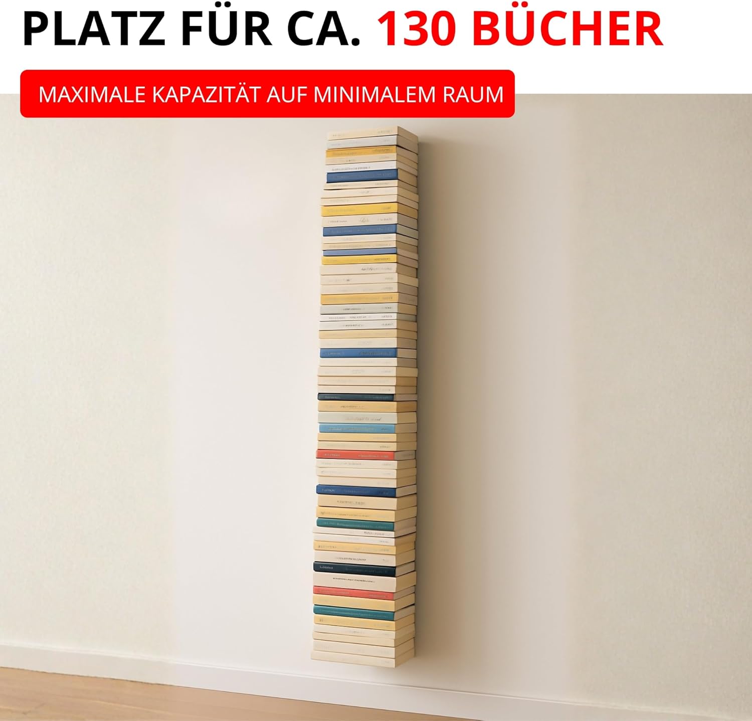 Radius Booksbaum 2 Wand groß Schwarz – Bücherregal aus pulverbeschichtetem Stahl, 15 x 170 x 15,5 cm für ca. 130 Bücher, Tragkraft 6,5 kg je Boden, modernes Wandregal (725A)