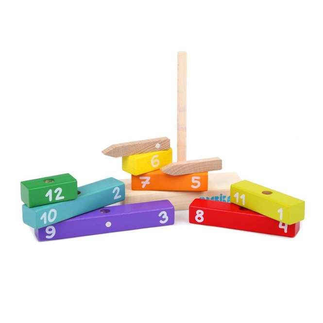 Cubika - Holzbaukasten Uhr - 12 tlg.