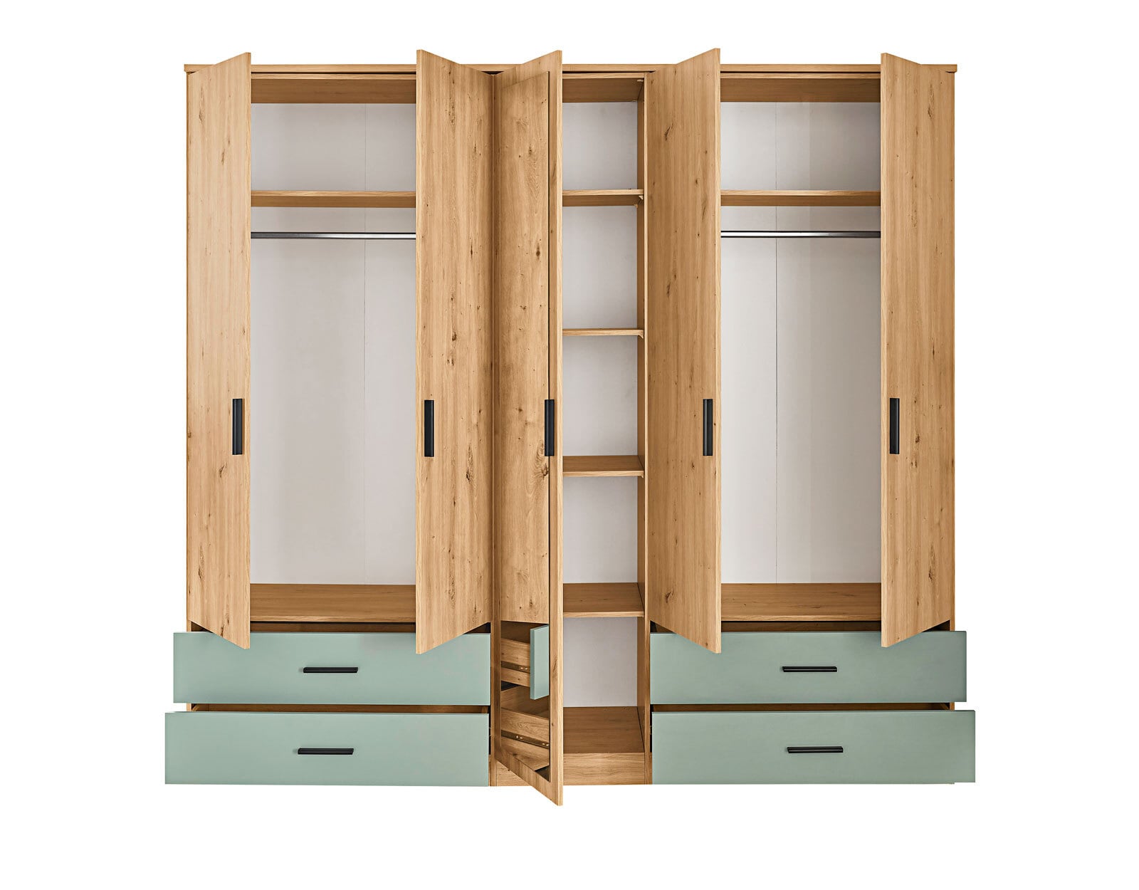 Drehtürenschrank Savina 225 x 210 cm braun/ grün