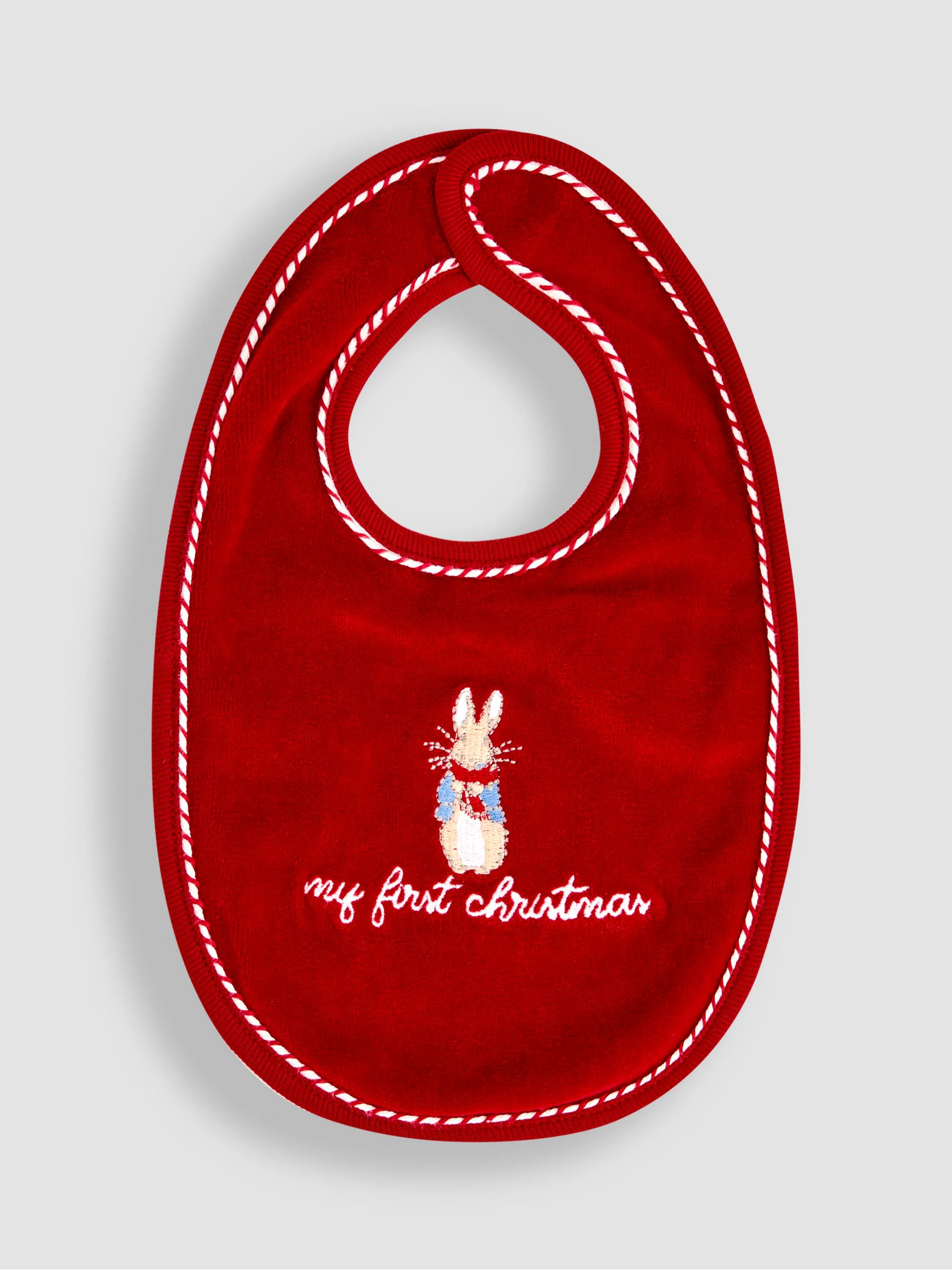 JoJo Maman Bébé Peter Rabbit™ Mijn eerste kerstvelours slabbetje