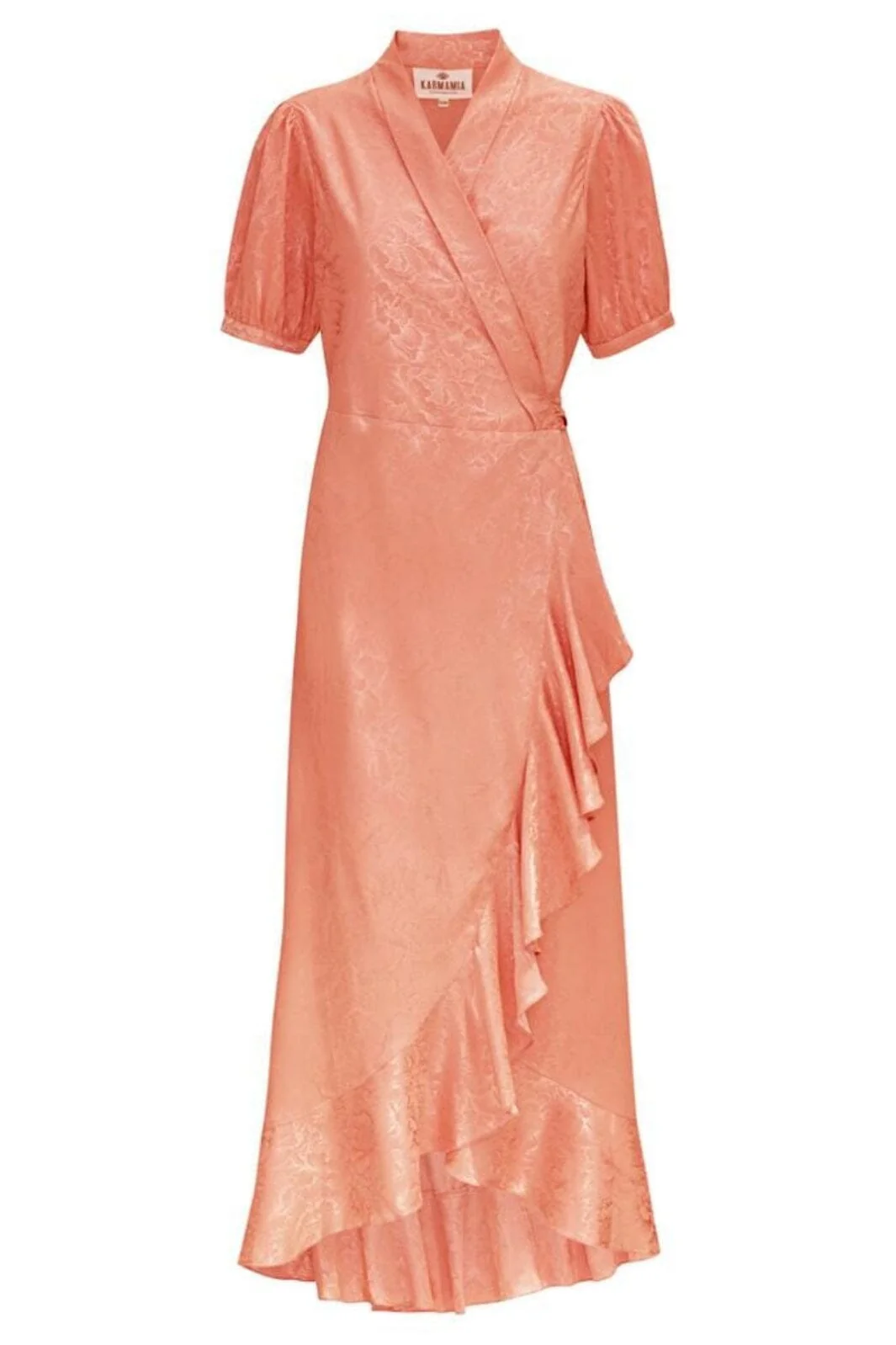 Karmamia Iris Dress peach flower jacquard