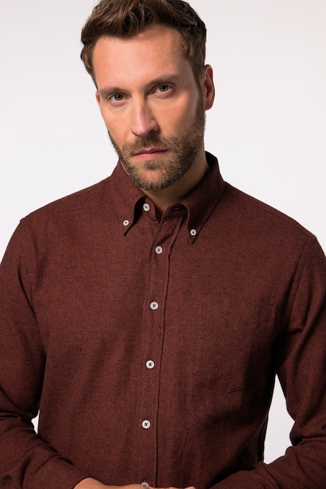 JP 1880 Flanellhemd, Langarm, Buttondown-Kragen, Modern Fit, bis 8 XL