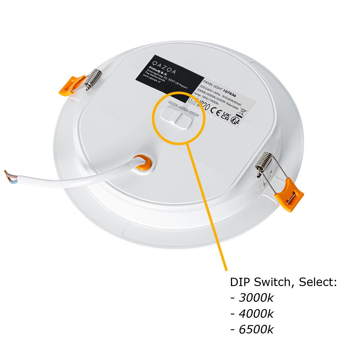 Inbouwspot wit 17 cm incl. LED 3-staps dimbaar in kelvin met dipswitch - Stephanie