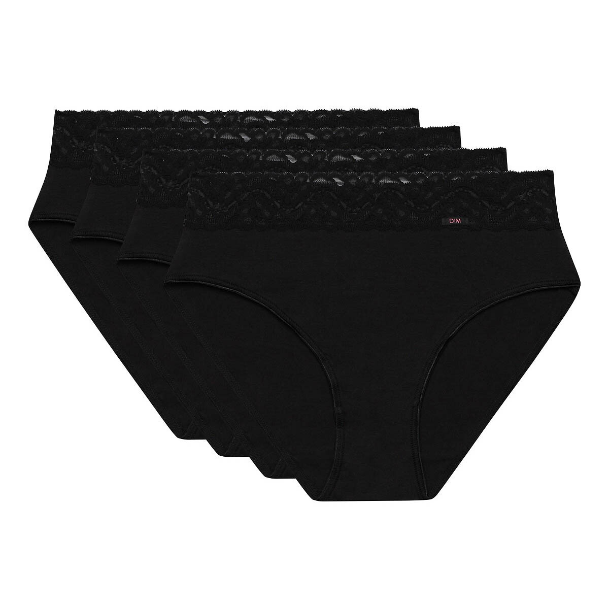Conjunto de 4 calcinhas maxi de algodão elástico.