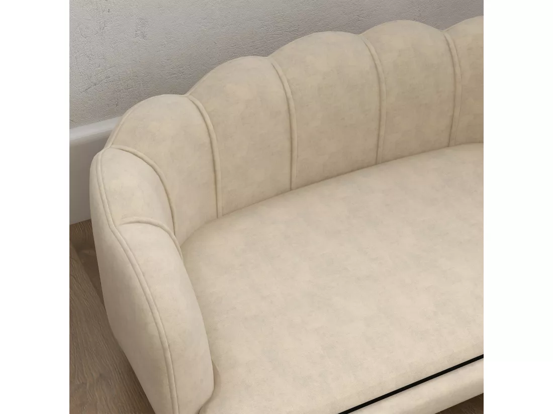 Canapé chien lit pour chien chat design contemporain coquillage dim. 98L x 60l x 35H cm coussin moelleux velours crème