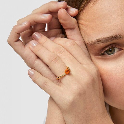 Anel TOUS Vibrant Colors com cornalina e esmalte.