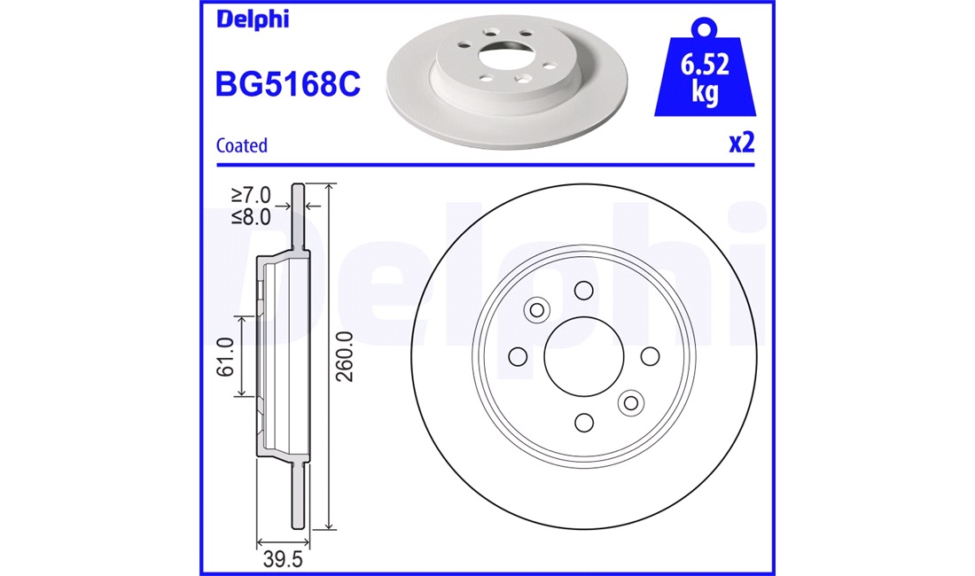Bremseskive 260 x 8 mm