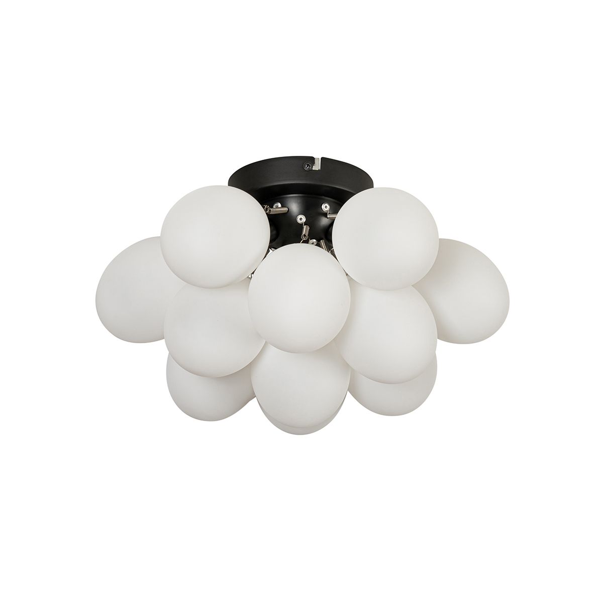 Art deco plafondlamp zwart met opaal glas 3-lichts - Uvas