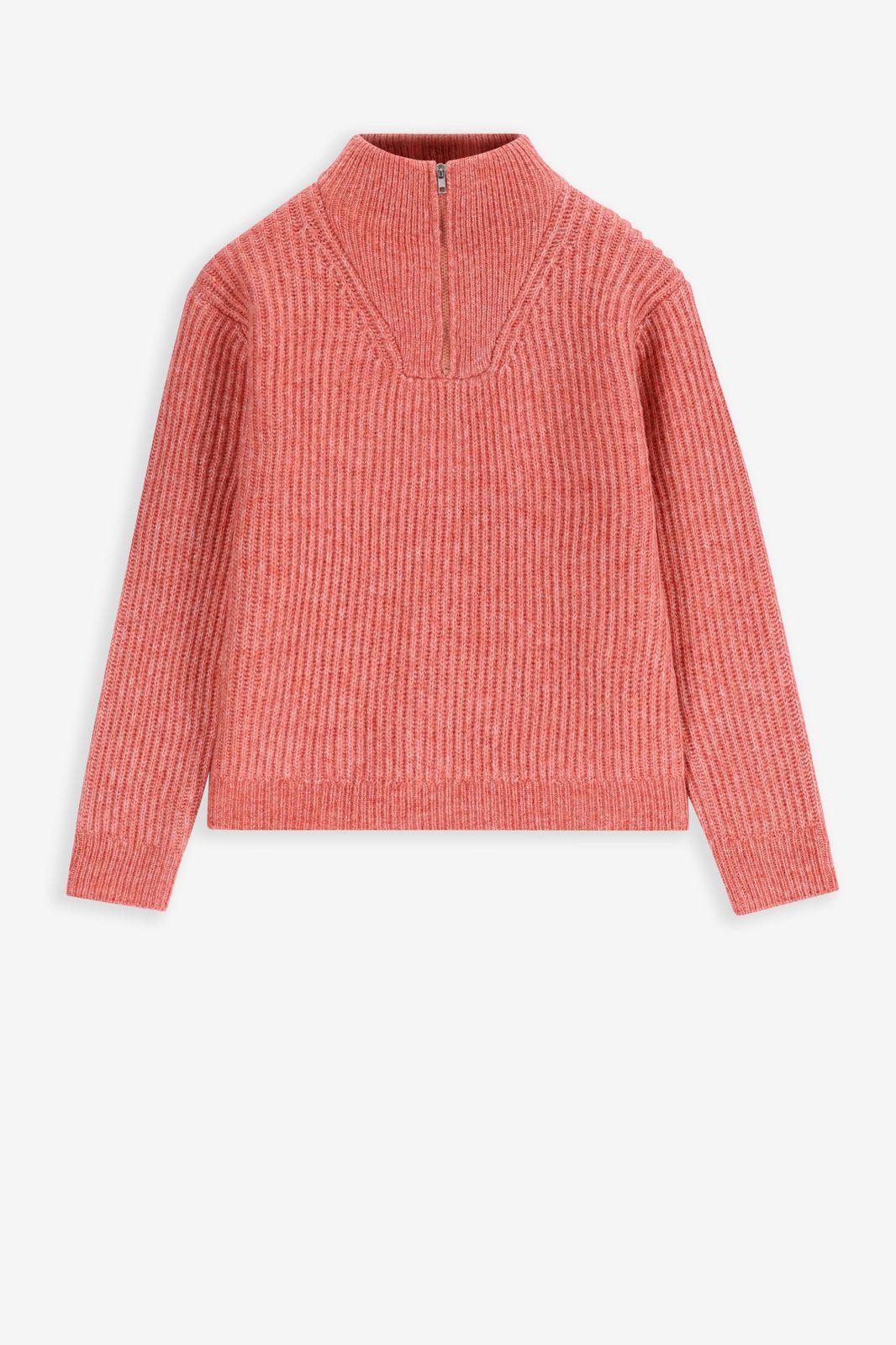 Roze gebreide trui met rits