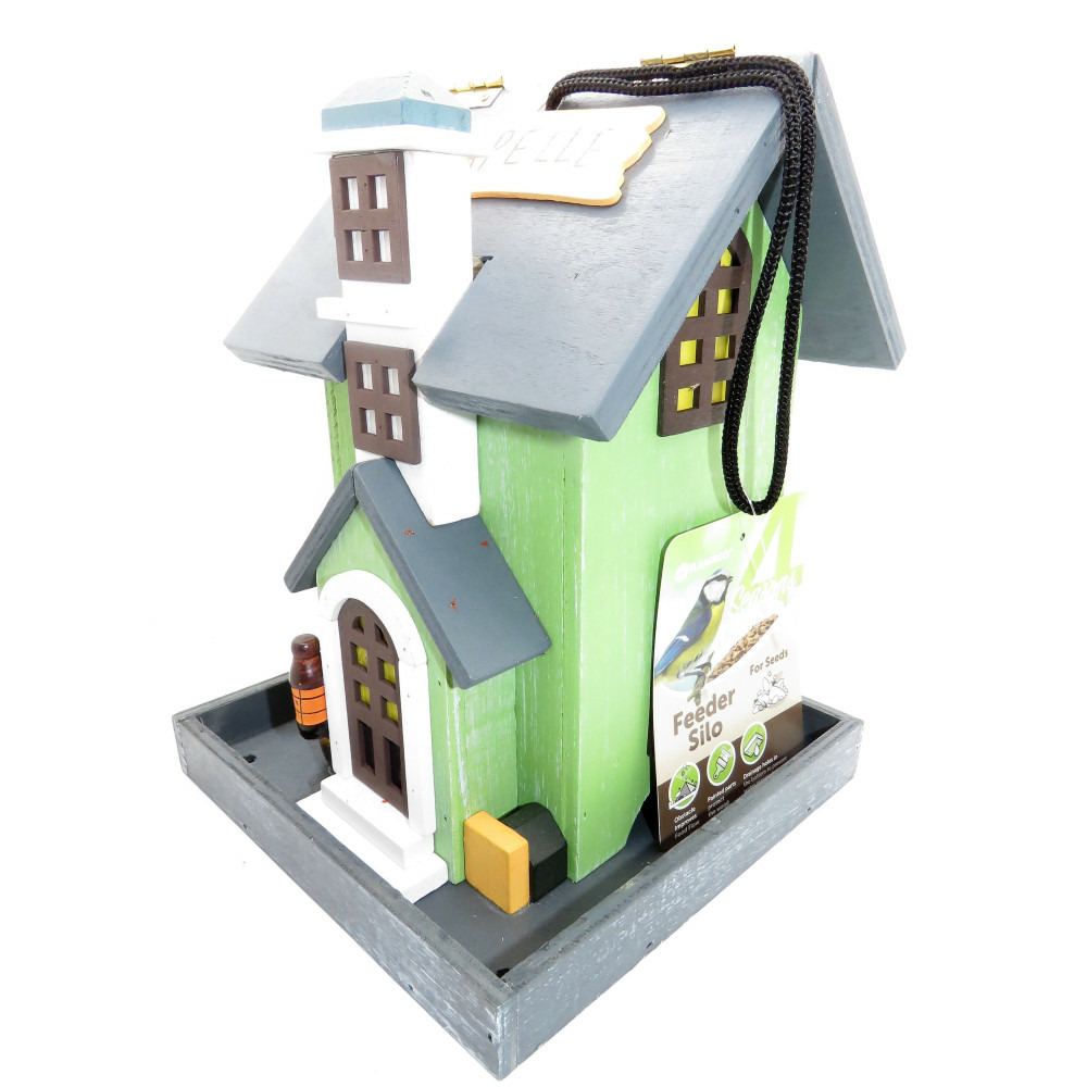 Mangeoire chapelle en bois, à graines pour oiseaux 18 x 18 x 23 cm
