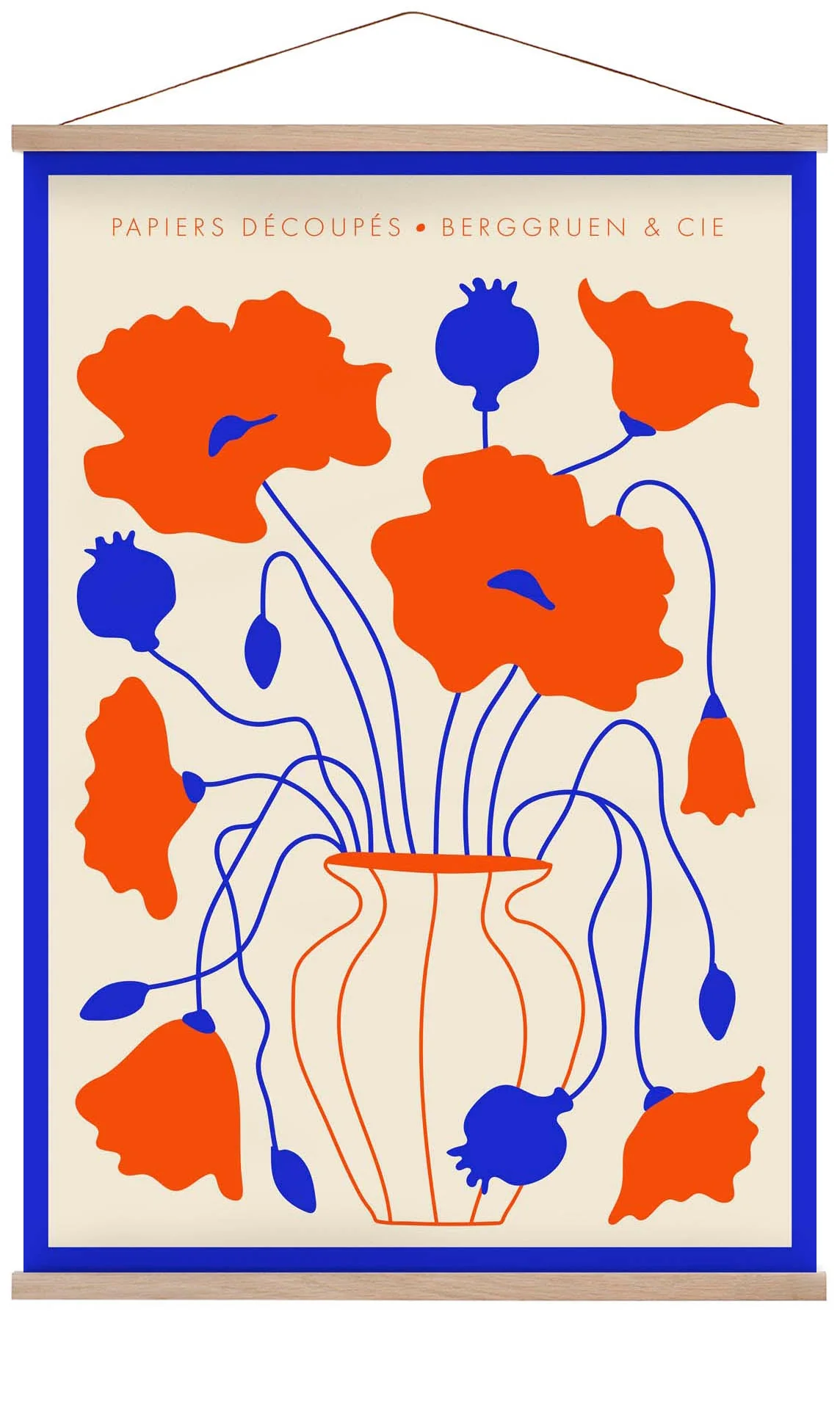 Vase Blumen Blau und Orange Papiers Découpés Kunstausstellung