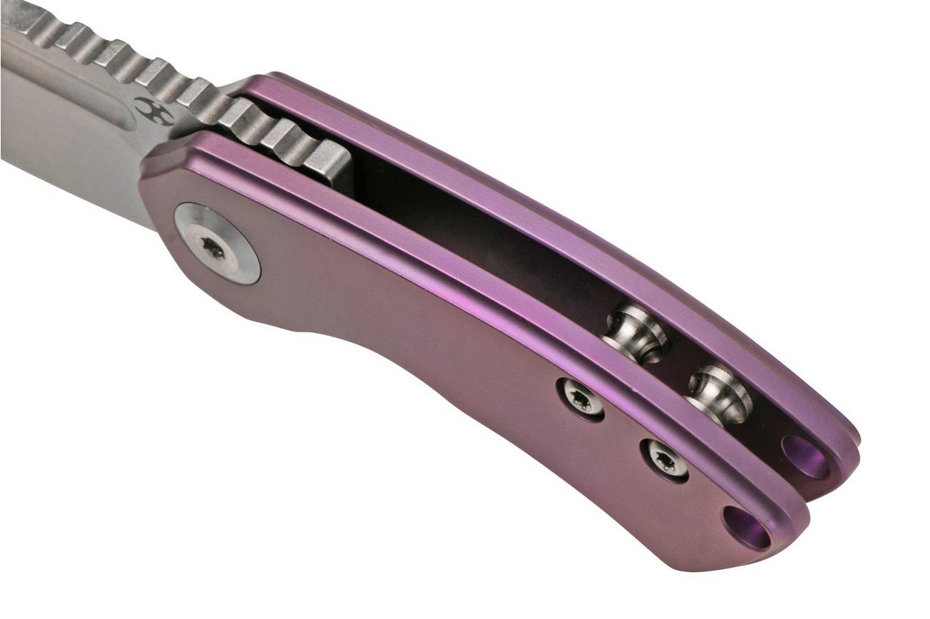 Kansept Mini Korvid K3030A4 Satin CPM-S35VN, Purple Titanium zakmes, Justin Koch design