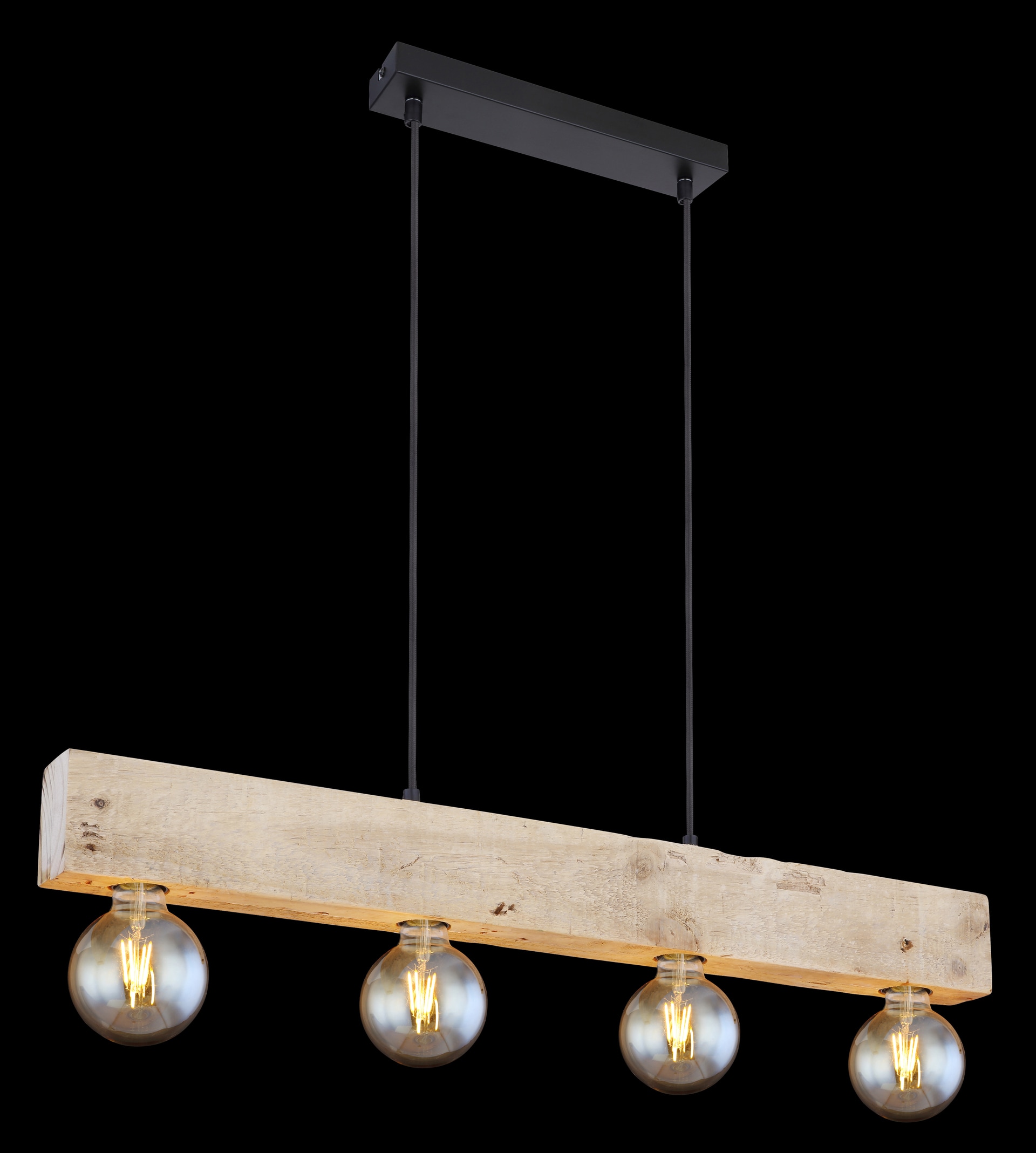 GLOBO Retrofit Balkenpendel Adalie schwarz /Holz 80x6cm H120cm