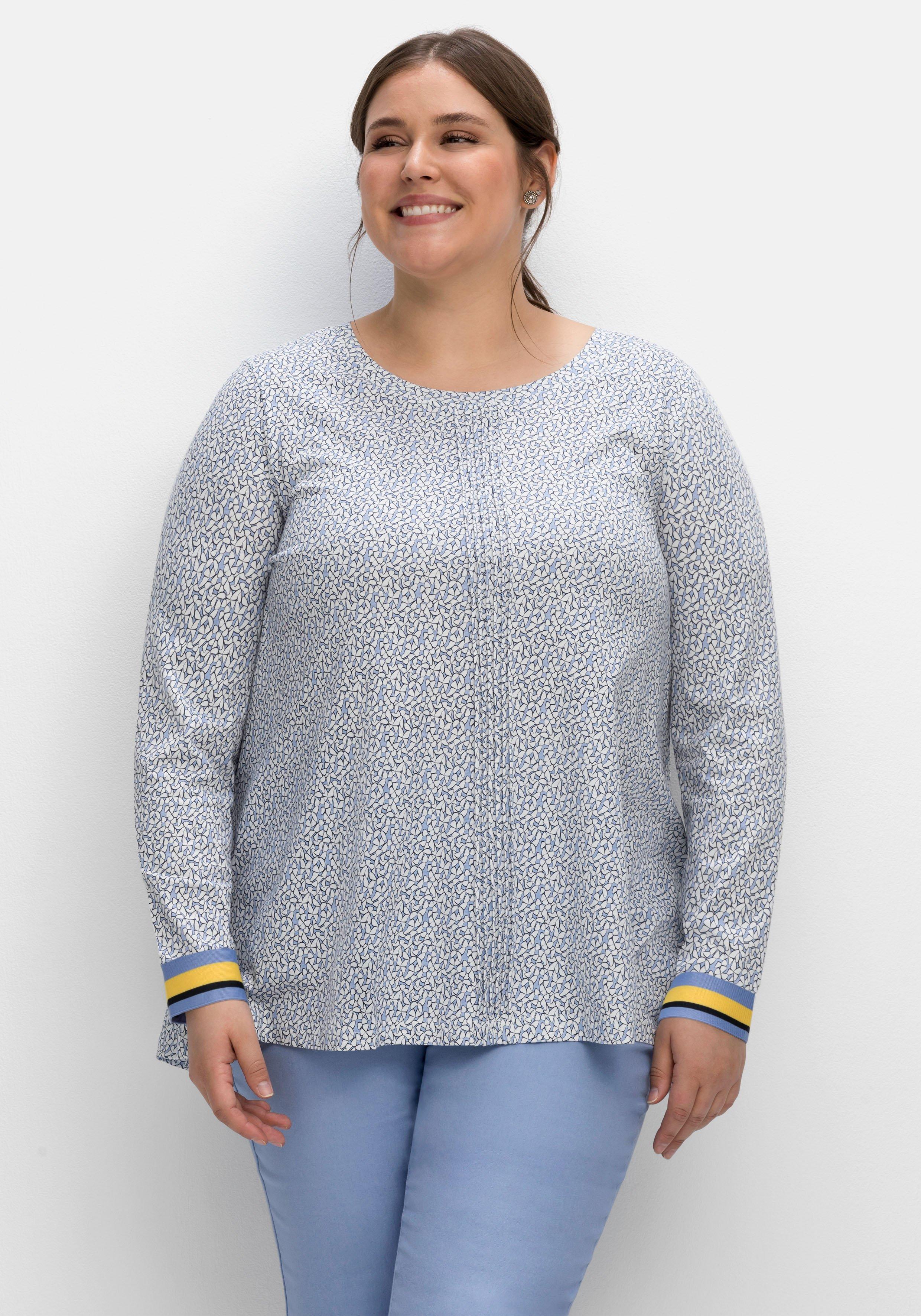Langarmshirt in A-Linie, mit Minimal-Alloverdruck