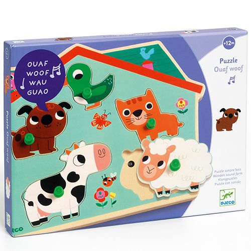 Djeco knoppuzzel met geluid dieren (5st) DJ01707