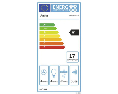 Amica KHF 666 600 S afzuigkap zonder kop, 60 x 35 cm (B x D), zwart