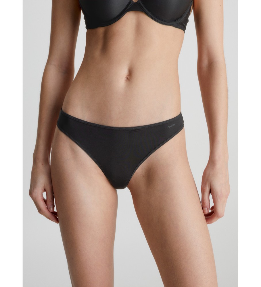 Calcinha fio dental Calvin Klein Sheer Marquisette preta
