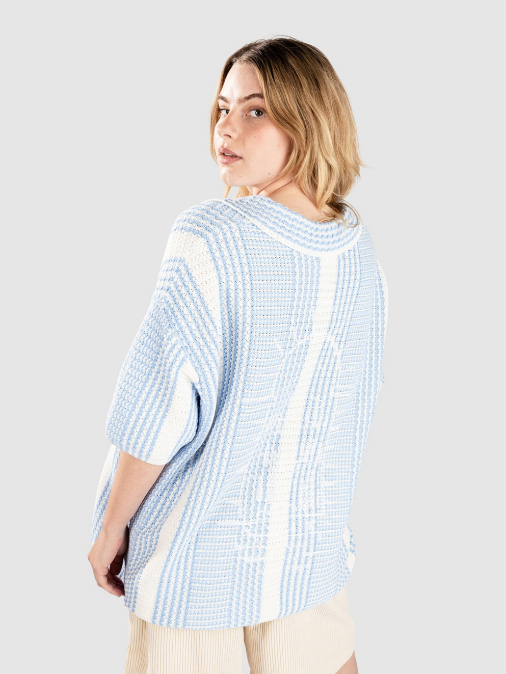 Another Cotton Lab Oversized Mesh Knit Summer Shirt blue
