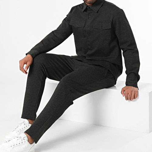 Ensemble Surchemise Et Pantalon Jogging Gris Anthracite Chiné