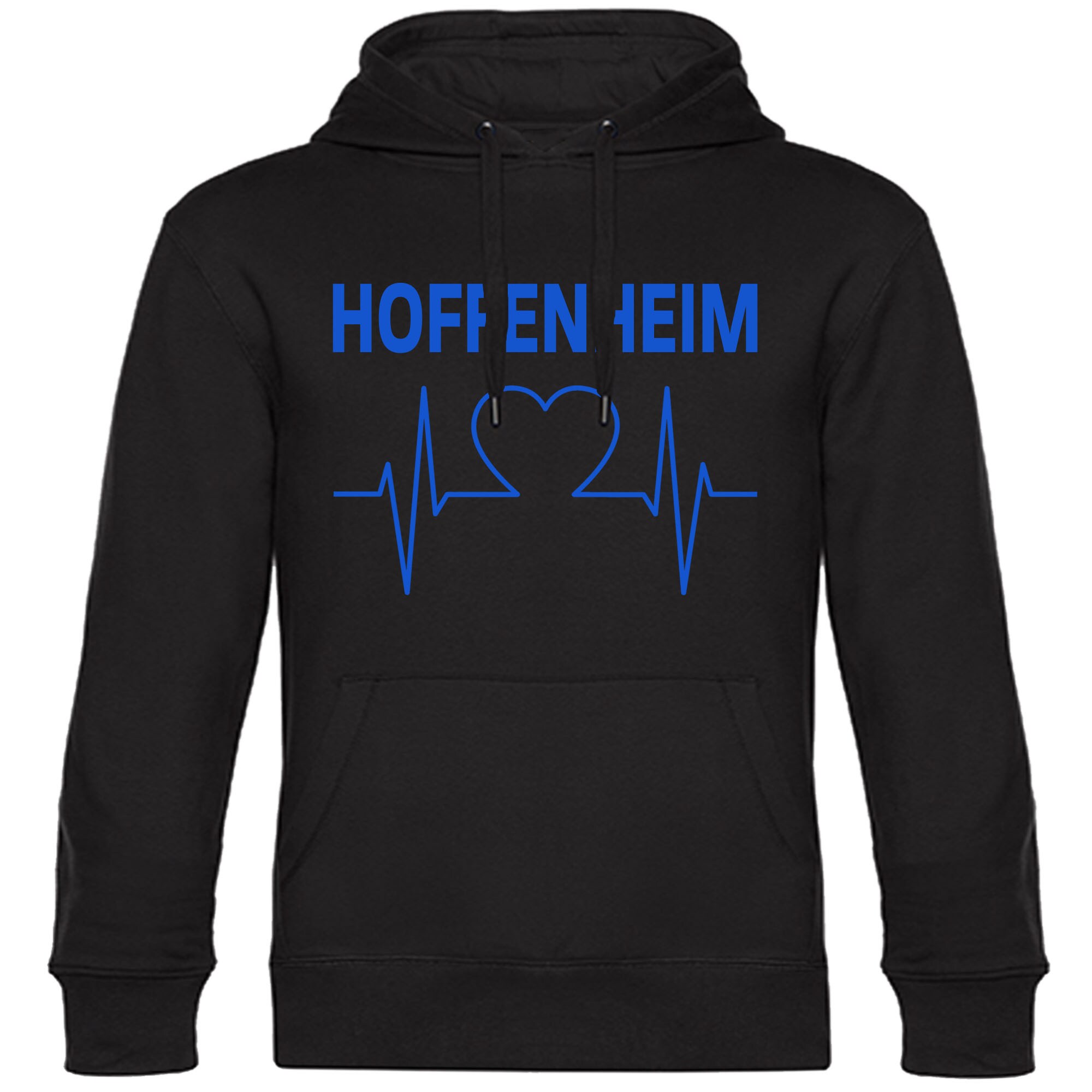multifanshop® Kapuzen Sweatshirt - Hoffenheim - Herzschlag - Druck blau