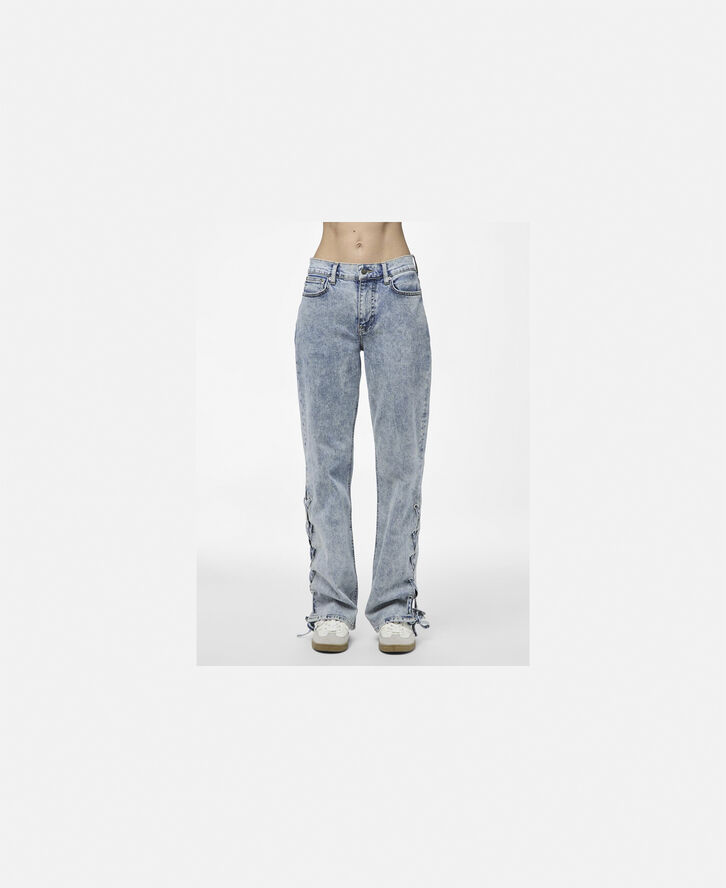 Pieces PCFENDA MW STRAIGHT DENIM JEANS D2D Blå
